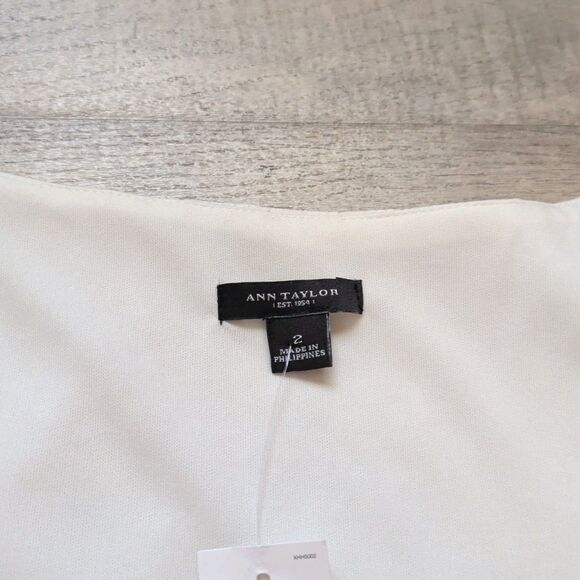 Ann Taylor Zip Front Short Sleeve Dress Size 2 Petite NWT Antique White Color - Picture 5 of 11